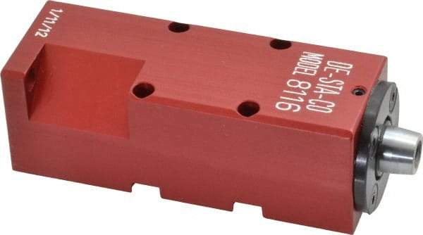 De-Sta-Co - 25 Lb Clamping Force, Left Hand Swing, 21.59mm Total Stroke, Single-Acting Pneumatic Swing Clamp - 10-32 Port, 85.6mm Body Length x 19.05mm Body Width, 4.1 cm3 (Clamp), 130 Max psi - Americas Industrial Supply