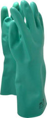 Ansell - Size XL (10), 15" Long, 22 mil Thick, Nitrile Chemical Resistant Gloves - Textured Finish, Straight Cuff, ANSI Abrasion Level 5, ANSI Cut Level 0, Green, FDA Approved - Americas Industrial Supply