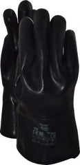 Ansell - Size L (10), 12" Long, 105 mil Thick, Supported, Neoprene Chemical Resistant Gloves - Smooth Finish, Cotton Interlock Knit Lined, Gauntlet Cuff, Black - Americas Industrial Supply