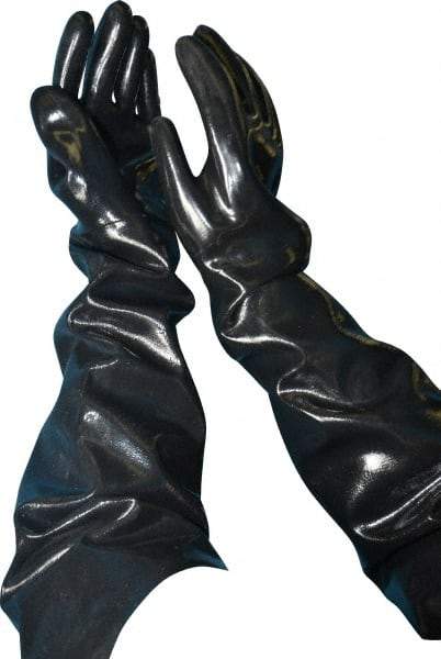 Ansell - Size XL (10), 31" Long, 80 mil Thick, Supported, Neoprene Chemical Resistant Gloves - Smooth Finish, Cotton Lined, Shoulder Length Cuff, ANSI Abrasion Level 3, ANSI Cut Level 2, Black - Americas Industrial Supply