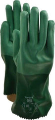 Ansell - Size XL (10), 12" Long, 55 mil Thick, Supported, Neoprene Chemical Resistant Gloves - Textured Finish, Cotton Interlock Knit Lined, Gauntlet Cuff, ANSI Abrasion Level 3, ANSI Cut Level 1, Green - Americas Industrial Supply