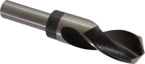 Hertel - 1-3/16" Drill, 118° Point, High Speed Steel Silver Deming & Reduced Shank Drill Bit - Oxide Finish, 6" OAL, Straight Shank, 3" Flute Length - Americas Industrial Supply