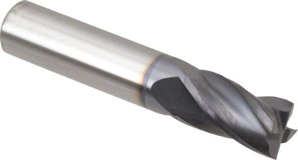 Hertel - 3/8", 5/8" LOC, 3/8" Shank Diam, 2" OAL, 4 Flute, Solid Carbide Square End Mill - Single End, AlTiN Finish, Spiral Flute, 30° Helix, Centercutting, Right Hand Cut, Right Hand Flute - Americas Industrial Supply