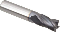 Hertel - 3/8", 5/8" LOC, 3/8" Shank Diam, 2" OAL, 4 Flute, Solid Carbide Square End Mill - Single End, AlTiN Finish, Spiral Flute, 30° Helix, Centercutting, Right Hand Cut, Right Hand Flute - Americas Industrial Supply