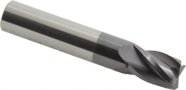 Hertel - 7/16", 5/8" LOC, 7/16" Shank Diam, 2-1/2" OAL, 4 Flute, Solid Carbide Square End Mill - Single End, AlTiN Finish, Spiral Flute, 30° Helix, Centercutting, Right Hand Cut, Right Hand Flute - Americas Industrial Supply