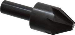 Hertel - 1" Head Diam, 1/2" Shank Diam, 6 Flute 60° High Speed Steel Countersink - 2-3/4" OAL, 0.328" Nose Diam, Straight Shank - Americas Industrial Supply