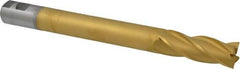Hertel - 1-1/4", 3-1/2" LOC, 1-1/4" Shank Diam, 12-1/2" OAL, 6 Flute, High Speed Steel Square End Mill - Single End, TiN Finish, Right Hand Cut - Americas Industrial Supply