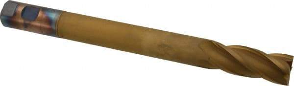 Hertel - 1", 2-1/2" LOC, 1" Shank Diam, 10-1/4" OAL, 4 Flute, High Speed Steel Square End Mill - Single End, TiN Finish, Centercutting, Right Hand Cut - Americas Industrial Supply