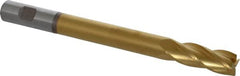 Hertel - 3/4", 2" LOC, 3/4" Shank Diam, 8-1/4" OAL, 4 Flute, High Speed Steel Square End Mill - Single End, TiN Finish, Centercutting, Right Hand Cut - Americas Industrial Supply
