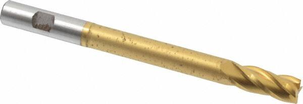 Hertel - 1/2", 1-1/4" LOC, 1/2" Shank Diam, 6" OAL, 4 Flute, High Speed Steel Square End Mill - Single End, TiN Finish, Centercutting, Right Hand Cut - Americas Industrial Supply