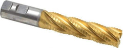 Hertel - 1" Diam, 4" LOC, 5 Flute Cobalt Roughing & Finishing Square End Mill - TiN Finish, 6-1/2" OAL, 1" Shank Diam, Weldon Shank, Centercutting - Americas Industrial Supply