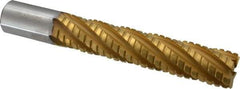 Hertel - 1-1/4" Diam, 6" LOC, 6 Flute Cobalt Roughing & Finishing Square End Mill - TiN Finish, 8-1/2" OAL, 1-1/4" Shank Diam, Weldon Shank, Centercutting - Americas Industrial Supply