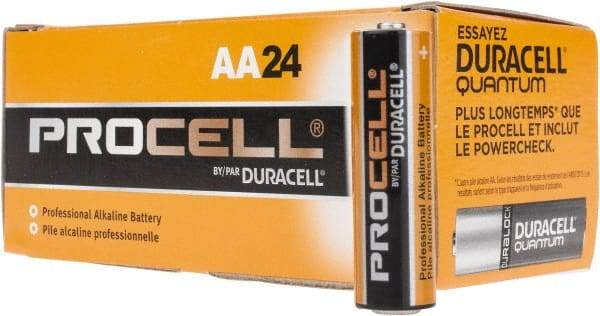Duracell - Size AA, Alkaline, 24 Pack, Standard Battery - 1.5 Volts, Button Tab Terminal - Americas Industrial Supply