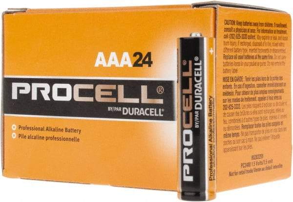 Duracell - Size AAA, Alkaline, 24 Pack, Standard Battery - 1.5 Volts, Button Tab Terminal - Americas Industrial Supply