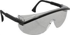 Uvex - Clear Lenses, Framed Safety Glasses - Anti-Fog, Scratch Resistant, Black Plastic Frame, Adjustable Temples, Size Universal, Wrap Around - Americas Industrial Supply