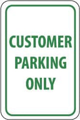 NMC - "Customer Parking Only", 12" Wide x 18" High, Aluminum Reserved Parking Signs - 0.04" Thick, Green on White, Rectangle, Wall Mount - Americas Industrial Supply