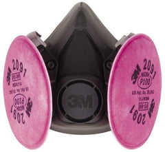 3M - Size L, P100 NIOSH Filter Rating, Thermoplastic Elastomer, Half Mask Facepiece Respirator Assembly - Protection from Oil and Non-Oil Based Particles, 2 Point Suspension - Americas Industrial Supply