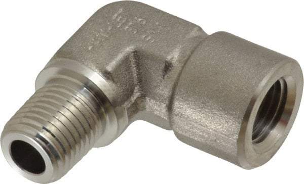 Ham-Let - 1/4" Grade 316 Stainless Steel Pipe 90° Street Elbow - FNPT x MNPT End Connections, 6,200 psi - Americas Industrial Supply