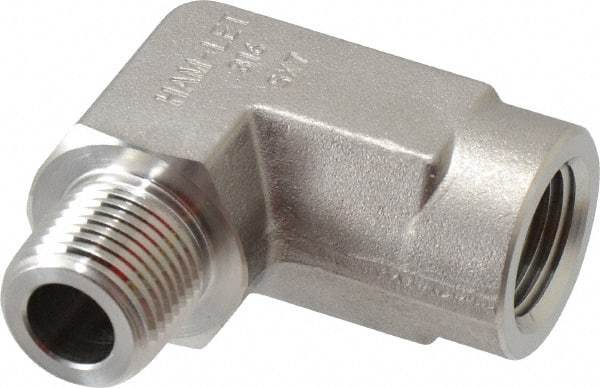 Ham-Let - 3/8" Grade 316 Stainless Steel Pipe 90° Street Elbow - FNPT x MNPT End Connections, 5,000 psi - Americas Industrial Supply