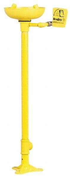 Bradley - Pedestal Mount, Plastic Bowl, Eyewash Station - 1/2" Inlet, 30 psi Flow, 0.4 GPM Flow Rate - Americas Industrial Supply