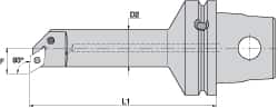 Kennametal - Right Hand Cut, Size KM63, DN.. Insert Compatiblity, Internal Modular Turning & Profiling Cutting Unit Head - 17mm Ctr to Cutting Edge, 125mm Head Length, Through Coolant, Series Kenlever - Americas Industrial Supply