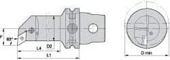 Kennametal - Right Hand Cut, Size KM63, DN.. Insert Compatiblity, Internal Modular Turning & Profiling Cutting Unit Head - 35mm Ctr to Cutting Edge, 170mm Head Length, Through Coolant, Series Kenlever - Americas Industrial Supply