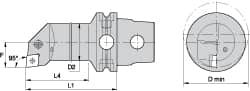 Kennametal - Right Hand Cut, Size KM63, CN.. Insert Compatiblity, Internal Modular Turning & Profiling Cutting Unit Head - 27mm Ctr to Cutting Edge, 140mm Head Length, Through Coolant, Series Kenlever - Americas Industrial Supply