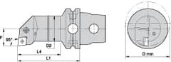 Kennametal - Right Hand Cut, Size KM63, CN.. Insert Compatiblity, Internal Modular Turning & Profiling Cutting Unit Head - 17mm Ctr to Cutting Edge, 125mm Head Length, Through Coolant, Series Kenlever - Americas Industrial Supply