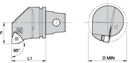 Kennametal - Right Hand Cut, Size KM32, WN.. Insert Compatiblity, Internal Modular Turning & Profiling Cutting Unit Head - 22mm Ctr to Cutting Edge, 35mm Head Length, Through Coolant, Series Kenlever - Americas Industrial Supply
