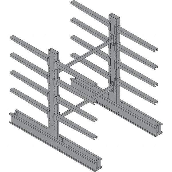 Made in USA - 8' High Double Sided Cantilever Rack - With Lip, 43,000 Lb Capacity, 65" Base Length, 24" Arm Length - Americas Industrial Supply