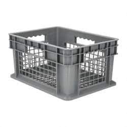 Akro-Mils - 0.89 Cu Ft, 30 Lb Load Capacity Gray Polyethylene Tote Container - Stacking, 15.8" Long x 11.8" Wide x 8.3" High - Americas Industrial Supply