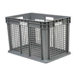 Akro-Mils - 3.55 Cu Ft, 45 Lb Load Capacity Gray Polyethylene Tote Container - Stacking, 23.3" Long x 15.8" Wide x 16.1" High - Americas Industrial Supply