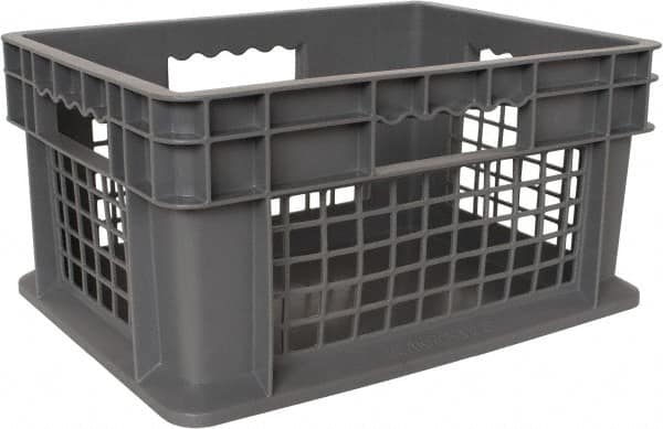 Akro-Mils - 0.89 Cu Ft, 83 Lb Load Capacity Gray Polyethylene Tote Container - Stacking, 15.8" Long x 11.8" Wide x 8.3" High - Americas Industrial Supply