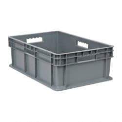 Akro-Mils - 1.78 Cu Ft, 83 Lb Load Capacity Gray Polyethylene Tote Container - Stacking, 23.3" Long x 15.8" Wide x 8.3" High - Americas Industrial Supply