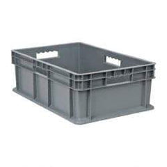 Akro-Mils - 1.78 Cu Ft, 83 Lb Load Capacity Gray Polyethylene Tote Container - Stacking, 23.3" Long x 15.8" Wide x 8.3" High - Americas Industrial Supply