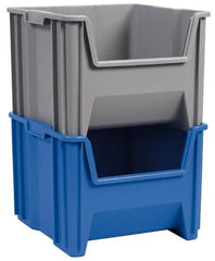 Akro-Mils - 75 Lb. Load Capacity, 15-1/4" Deep, Red Polypropylene Hopper Stacking Bin - 12-7/16" High x 19-7/8" Wide x 15-1/4" Long - Americas Industrial Supply