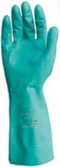 Ansell - Size M (8), 15" Long, 22 mil Thick, Nitrile Chemical Resistant Gloves - Textured Finish, Straight Cuff, ANSI Abrasion Level 5, ANSI Cut Level 0, Green, FDA Approved - Americas Industrial Supply