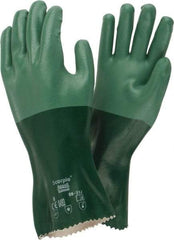 Ansell - Size M (8), 12" Long, 55 mil Thick, Supported, Neoprene Chemical Resistant Gloves - Textured Finish, Cotton Interlock Knit Lined, Gauntlet Cuff, ANSI Abrasion Level 3, ANSI Cut Level 1, Green - Americas Industrial Supply