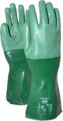 Ansell - Size M (8), 14" Long, 55 mil Thick, Supported, Neoprene Chemical Resistant Gloves - Textured Finish, Cotton Interlock Knit Lined, Gauntlet Cuff, ANSI Abrasion Level 3, ANSI Cut Level 1, Green - Americas Industrial Supply