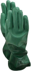 Ansell - Size L (9), 14" Long, 55 mil Thick, Supported, Neoprene Chemical Resistant Gloves - Textured Finish, Cotton Interlock Knit Lined, Gauntlet Cuff, ANSI Abrasion Level 3, ANSI Cut Level 1, Green - Americas Industrial Supply