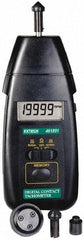 Extech - Accurate up to 0.05%, 0.1 RPM Resolution, Contact Tachometer - 6.6929 Inch Long x 2.8 Inch Wide x 1-1/2 Inch Meter Thick, 0.5 to 20,000 RPM Measurement - Americas Industrial Supply