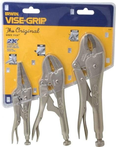 Irwin - 3 Piece Locking Plier Set - Comes in Clamshell - Americas Industrial Supply
