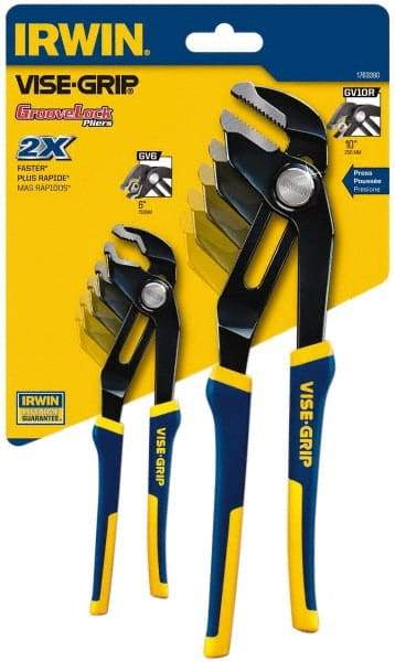 Irwin - 2 Piece GrooveLock Plier Set - Comes in Clamshell - Americas Industrial Supply