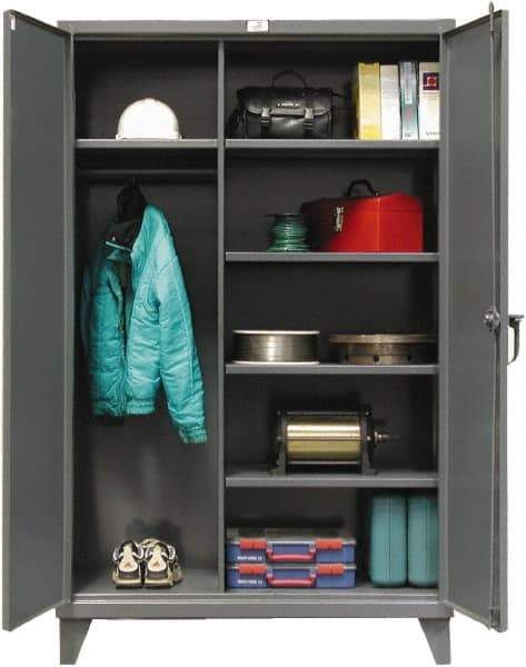 Strong Hold - 5 Shelf Combination Storage Cabinet - Steel, 72" Wide x 24" Deep x 78" High, Dark Gray - Americas Industrial Supply
