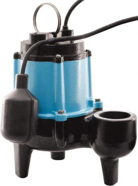 Little Giant Pumps - 1/2 hp, 9.5 Amp Rating, 115 Volts, Piggyback Mechanical Float Operation, Sewage Pump - 1 Phase, Cast Iron Housing - Americas Industrial Supply