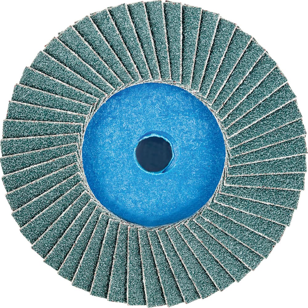 Flap Disc: 60 Grit, Zirconia Alumina, Compact Coated, Plastic-Backed, 10,000 RPM