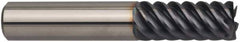 Corner Chamfer End Mill: 1″ Dia, 1.5″ LOC, 10 Flute, 0.012″ Chamfer Width, Solid Carbide 4″ OAL, 1″ Shank Dia, 45 ° Helix, FIREX Coated, Centercutting