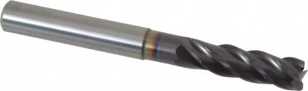 Guhring - 8mm, 24mm LOC, 8mm Shank Diam, 75mm OAL, 4 Flute, Solid Carbide Square End Mill - Single End, FIREX Finish, Spiral Flute, 35/38° Helix, Centercutting, Right Hand Cut, Right Hand Flute, Series 3839 - Americas Industrial Supply