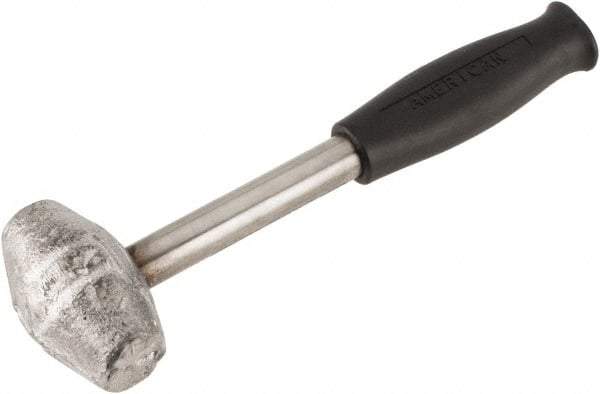 American Hammer - 3 Lb Head 1-1/4" Face Lead Alloy Hammer - 10" OAL, Steel Handle with Grip - Americas Industrial Supply