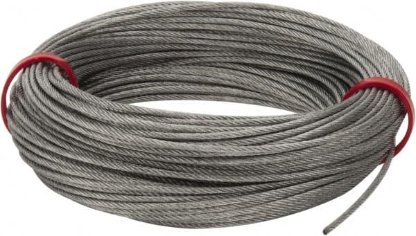 Value Collection - 1/16" Diam, Aircraft Cable - 480 Lb Breaking Strength, 7 x 7 Strand Core - Americas Industrial Supply